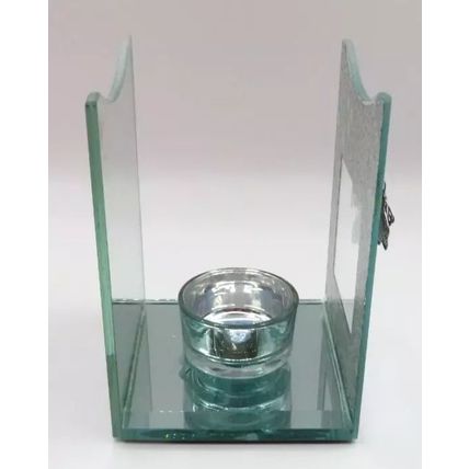 Butterfly Detail Silve Glass Oil Burner/Tealight Holder Single 12 CM Gift Home