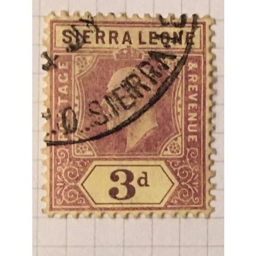 Sierra Leone KEVII 1912 3d Purple on Yellow Used SG 104a stamp postage edward