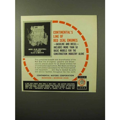 1964 Continental Model JD-403 Red Seal Engine Ad
