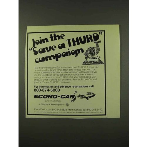1973 Econo-Car Car Rental Ad - Save a Thurd Campaign