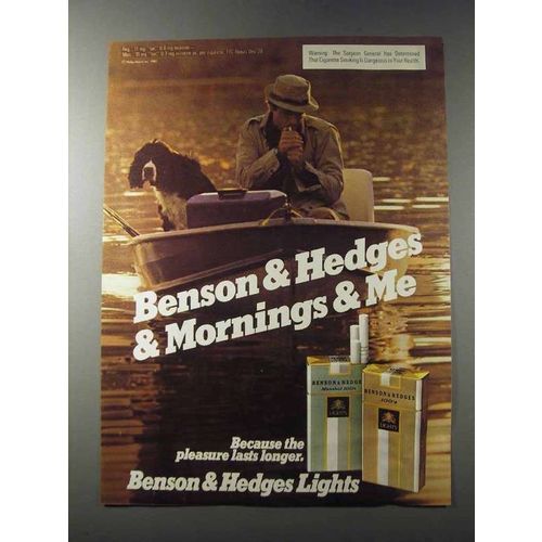 1981 Benson & Hedges Lights Cigarettes Ad - Mornings - Fishing