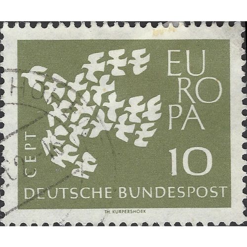 GERMANY, Europa, CEPT, Carrier Pigeon, olive 1961, 10pf, #4