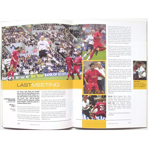 2002-03 PRESTON NORTH END v WALSALL (Excellent Condition No Writing)