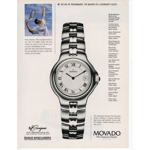 Movado watch classic Full 2 Page Print Ad June 1996