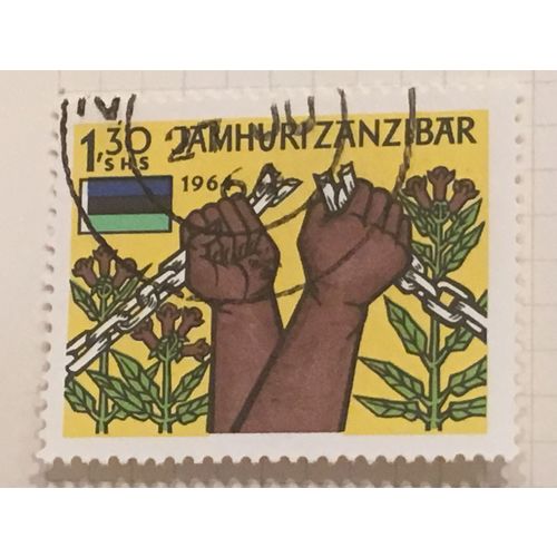 Zanzibar Jamhuri 1964 1s 1/- 30c Hands Chains Used SG 443 Sc 314 postage stamp
