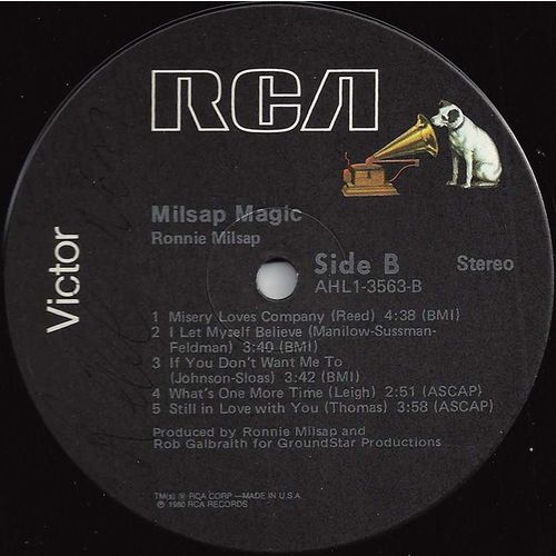 RCA #AHL1-3563 Ronnie Milsap performs "Milsap Magic" - stereo LP