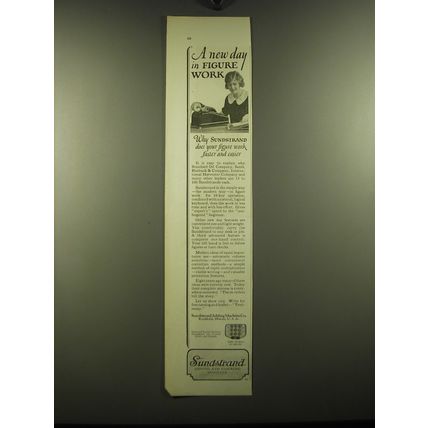 1923 Sundstrand Adding and Figuring Machine Ad - A new day in figure work