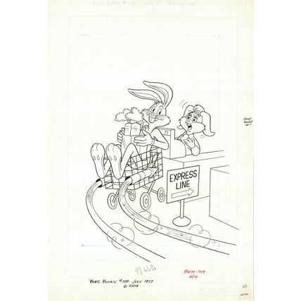 Bugs Bunny #188 Cover (1977) Pete Alvarado Bugs & Honey (Lola) Bunny Space Jam