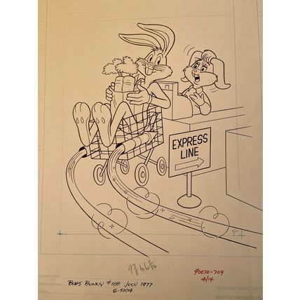 Bugs Bunny #188 Cover (1977) Pete Alvarado Bugs & Honey (Lola) Bunny Space Jam