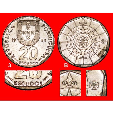 CROSS (1986-2001): PORTUGAL★20 ESCUDOS 1999 DISCOVERY COIN★LOW START★NO RESERVE!