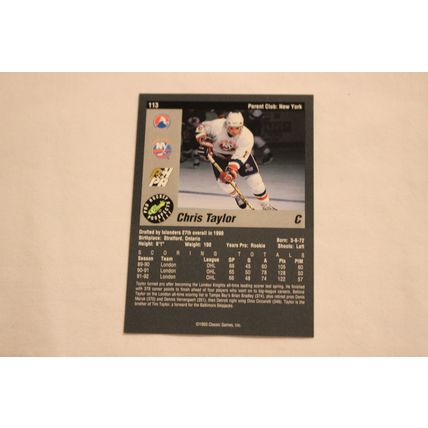 Chris Taylor 1993 Classic Pro Hockey Prospects NO. 113