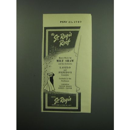 1949 Hotel St. Regis Ad - The St. Regis Roof