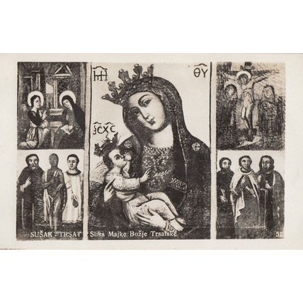 Susak Trsat Slika Majke Bozje Trsatske Croatia Holy Mary Real Photo Old Postcard