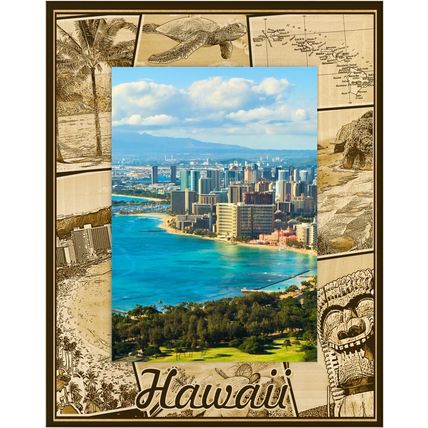 Hawaii Laser Engraved Wood Picture Frame Portrait (8 x 10)