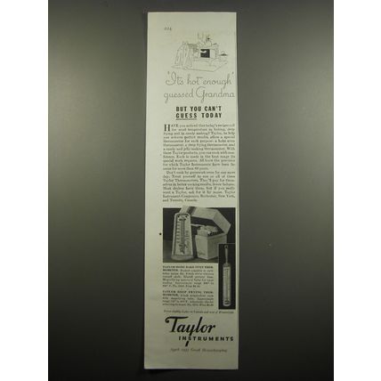 1933 Taylor Instruments Ad - Home Bake Oven and Deep Frying Thermometers