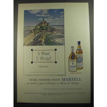 1956 Martell Cognac Ad - As much a part of France as Mont St. Michel