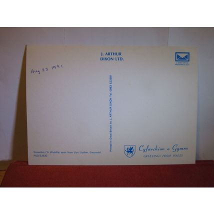 SNOWDON, GWYNEDD unused postcard by J. Arthur Dixon PGD/23532 dated 1991 #