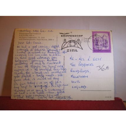ZIRL, TIROL, AUSTRIA ,used postcard 1980 postmark #