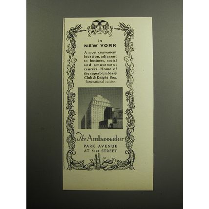 1957 The Ambassador Hotel Advertisement - in New York
