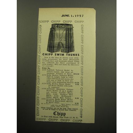 1957 Chipp Fashion Ad - Chipp Swim Trunks