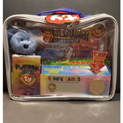HTF TY BEANIE BABY CLUBBY II 2 BEAR~NEW~PLATINUM MEMBER KIT W/ CARDS & GOLD COIN
