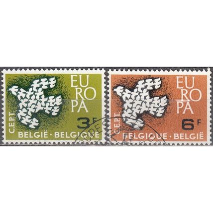 Belgique 1961 Michel 1253 - 1254 O Cote (2008) 0.65 € Europa CEPT 19 Pigéons
