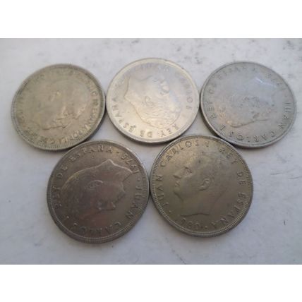 Spain - 10 differently dated - 5 pesetas coins - date run 1973 / 1982