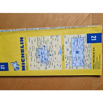 Vintage 1980's Michelin Map of Switzerland - Area 21 - Basel