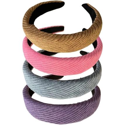 4 pieces fluffy makeup headband, thick hairband, for women, padded hair accessor