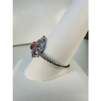 Ring Bomb Party Sz10 RBP Radiant Red Gem & Colorless Accents Rhodium P Jewelry