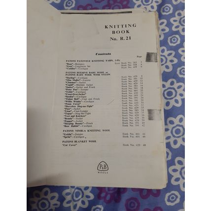 vintage knitting pattern book, copied patons #R21 selection shown