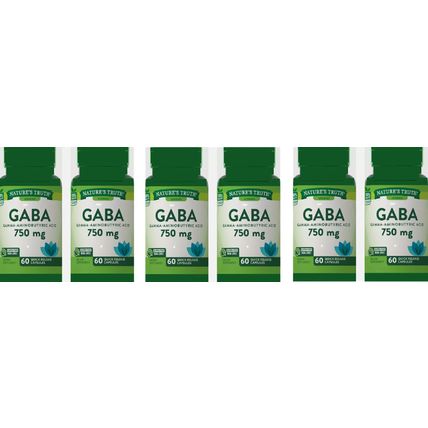 GABA 750mg Quick Release Capsules 60ct EACH 6 PACK Exp 7/26