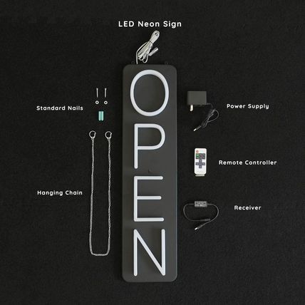 Hineon Vertical Neon Open Sign, 26Inx5In Vertical LED Open Sign for Business, Ba