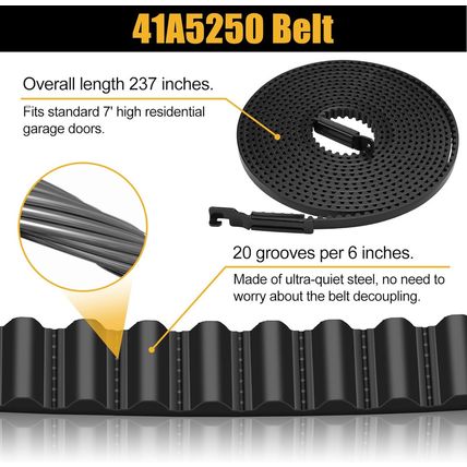 41A5250 Belt, Garage Door Belt Replacement 237'' for 7Ft High Garage Doors, Gara