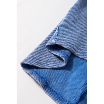 Sky Blue Mineral Wash Ribbed Notch Neck Tank Top