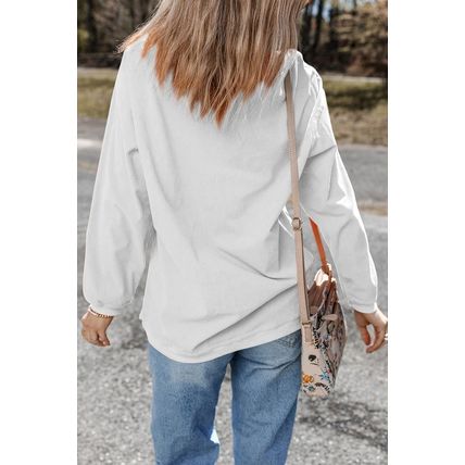 White Nashville Graphic Corded Oversized Sweatshirt