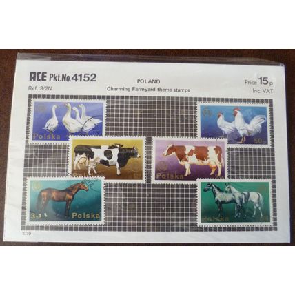 Ace Pkt No 4152 Poland Charming Farmyard theme stamps used stamp SG2365-70