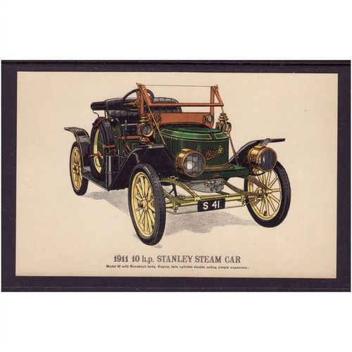 VINTAGE MOTOR CAR POST CARD - 1911 10 h.p STANLEY STEAM CAR MODEL 62 UNUSED