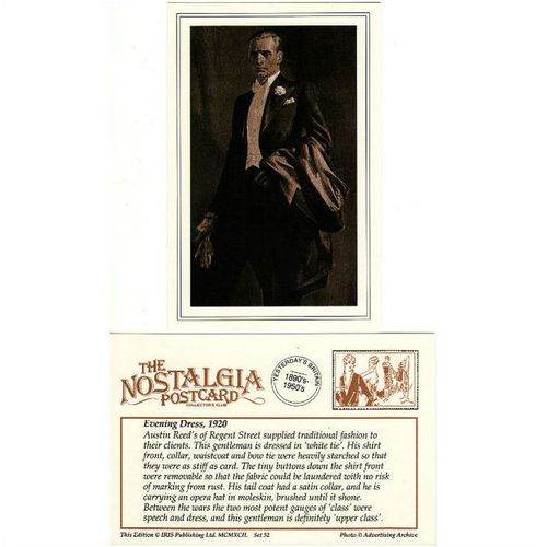 Postcard Mens Fashion Evening Dress 1920 Austin Reed Clothes - Nostalgia