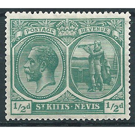 St Kitts-Nevis 1921 SG37 1/2d Blue-Green Mounted Mint .. ..