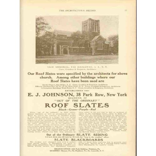 e j johnson 1911 russell sage memorial church far rockaway vintage ad
