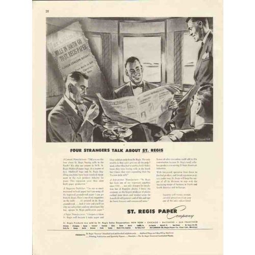 st regis paper company 1947 four strangers w dolwick artist vintage ad