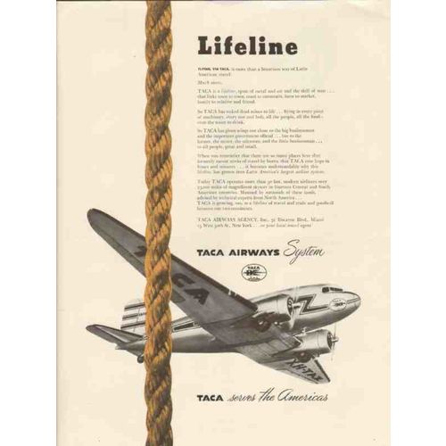 taca airways agency 1947 lifeline latin america travel vintage ad
