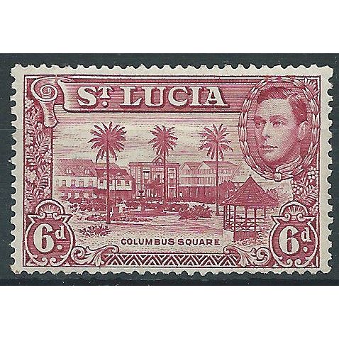 St Lucia 1945 SG134a 6d Carmine-Lake Mounted Mint..