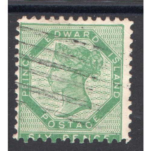 Prince Edward Island Sg25 6d yellow-green perf compound fine used cat £300 (CB)