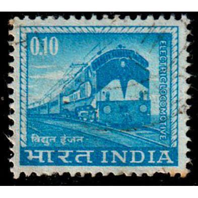 India 1965 Train 10P Used Stamp.