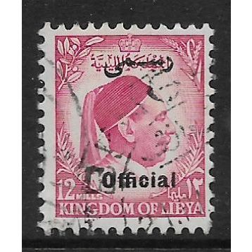 LIBYA 1952 KING IDRIS OPT'D OFFICIAL 12M RED SG O197 FINE USED#