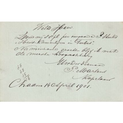 Netherlands 1901 Chaam to Zeeland 2.5c postal card Chaam cancel written VGC
