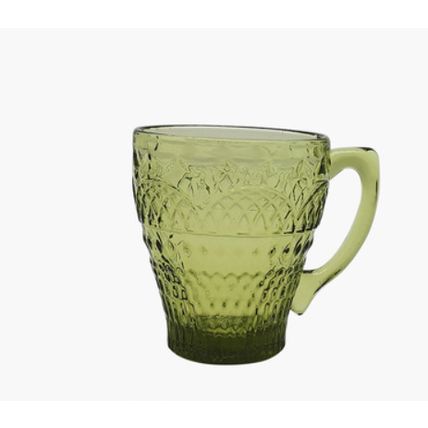Glass Coffee Cup And Saucer Thick Heat-resistant Stained Retro Avocado Glass