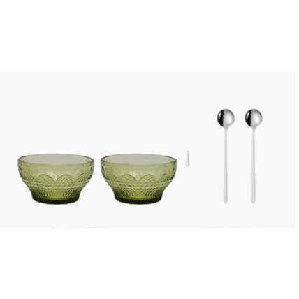 Glass Coffee Cup And Saucer Thick Heat-resistant Stained Retro Avocado Glass